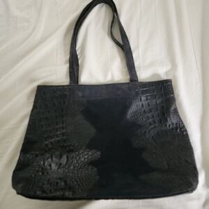 Julie Feldman Bag Handmade Suede Leather Blue/gray Tote Works Of Art